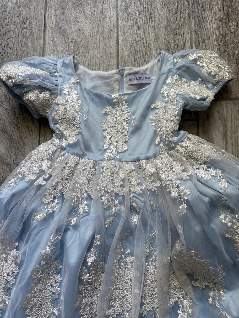 Guc-Only Little Once-Light Blue Lace Appliqué Tulle Party Dress.Bridgerton theme